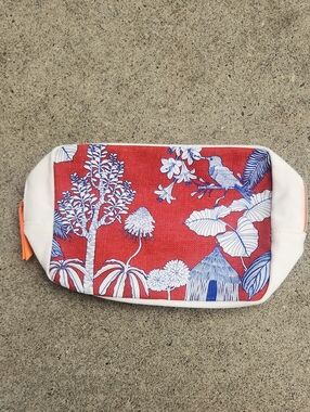 Red & White Tropical Print Cosmetic Pouch